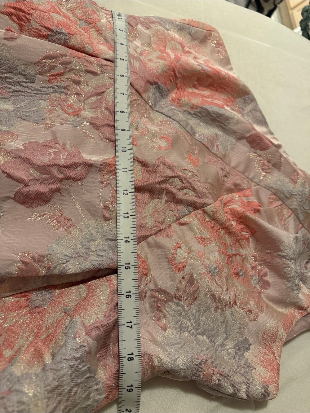 Adrianna Papell One-Shoulder Floral Jacquard Dress in Blush Pink and Cream - Picture 7 of 8